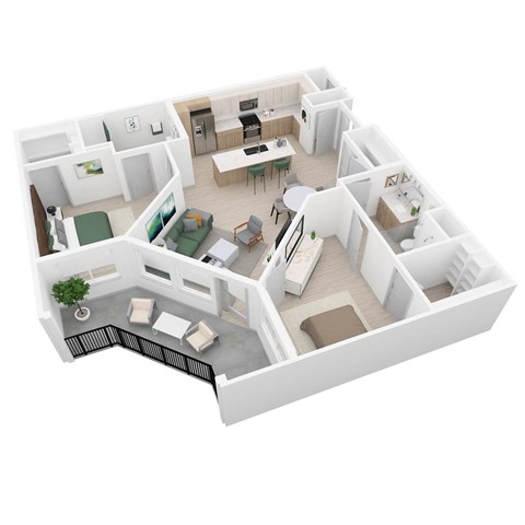 Floor plan for 2 beds, 2 baths, 1055 sqft